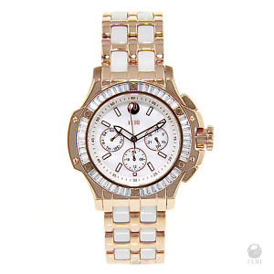 Ladies rose gold mother of pearl swiss movement sapphire crystal wrist watch