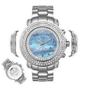 Men's Diamond Watch Joe Rodeo Junior JJU116 6.75 Ct Chronograph Blue MOP Dial