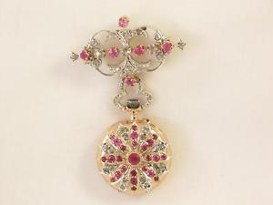 MAGNIFICENT SWISS 18k SOLID GOLD ANTIQUE POCKET WATCH - DIAMONDS & RUBIES