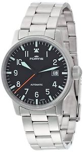 New FORTIS Flieger Classic All SS Black Dial Men's Automatic Watch 595.11.41M,MR