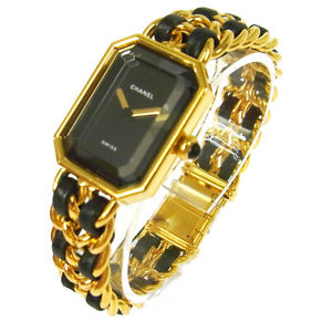 Authentic CHANEL Vintage Premiere Wristwatch Gold Quartz Swiss Made #L AK10064