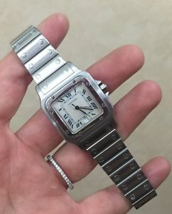 Cartier santos quarzo quartz medio 987901 acciaio steel full set garanzia
