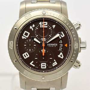 Auth Hermes Clipper CP2.941Divers Chrono Mechanic Automatic Men's Watch #4194