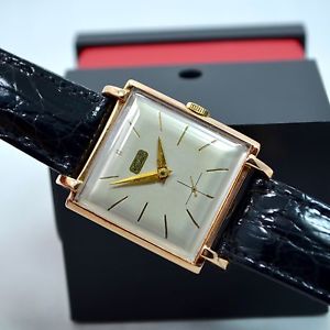 Vintage Juvenia 18K Rose Gold Manual Wind Square Kelbert Signed Watch