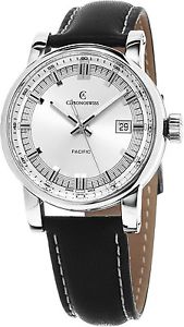 Chronoswiss Pacific Men's Silver Dial Black Leather Strap Automatic Swiss Wat...