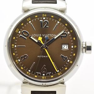 Auth LOUIS VUITTON Tambour GMT Q1131 Good condition Automatic Men's Watch #3932