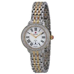 MICHELE WOMEN'S 28MM TWO TONE STEEL BRACELET QUARTZ ANALOG WATCH MWW21E000007