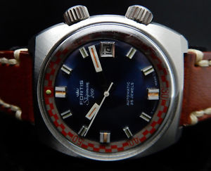 Vintage 1970's Mens FORTIS Shipman 200 Stainless Steel Automatic 25j Swiss Watch