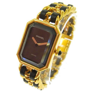 Authentic CHANEL Vintage Premiere Wristwatch Gold Quartz Swiss Made #M G02249