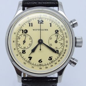 VINTAGE Wittnauer 35mm Steel Chronograph Mens Watch Valjoux 23 236 Column Wheel