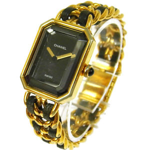 Authentic CHANEL Vintage Premiere Wristwatch Gold Quartz Swiss Made #M AK09212