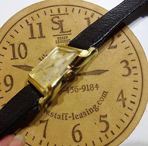 14K SOLID GOLD BULOVA 21 JEWEL MENS WATCH FANCY LUGS ART DECO TANK NO RESERVE