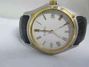 EBEL   Men's 18K yellow gold and stainless steel  1255F41 Leather    Band
