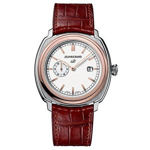 Jeanrichard 60330-56-132-BBBB Mens White Dial Automatic Watch with Leather Strap