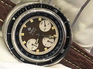 Vintage Zodiac Super Seawolf Watch, Diver, Chronograph Valjoux 72, Panda Dial
