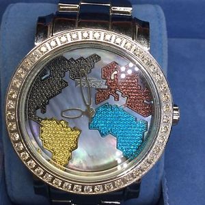 MEN FREEZE JAPAN MOV'T DIAMOND BEZEL DIAMOND WORLD MAP WATCH