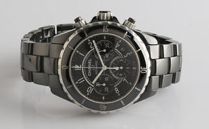 CHANEL J12  Ref. H0940  Black Ceramic Automatic Chronograph Watch 41mm