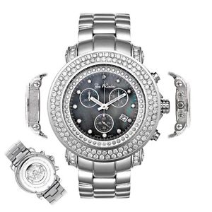 Men's Diamond Watch Joe Rodeo Junior JJU118 6.75 Ct Chronograph Black MOP Dial
