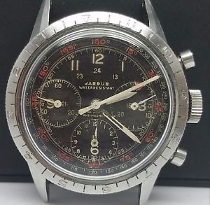 Vintage Jardur Chronograph Aviators Watch 17 Jewel Pilgrim Electric Valjoux 72