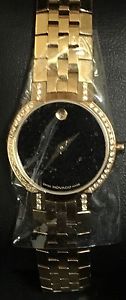 Women's Movado Faceto Gold Tone Factory Diamond Swiss Watch