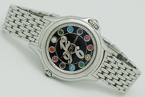 Fendi Crazy Carats Diamond Multi Color Gemstone 33mm Stainless Steel Watch w/Box