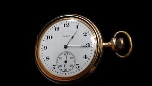 VINTAGE RARE SOLID 14K Elgin/Gruen Train Pocket Watch 17 Jewels- 47 mm BEAUTIFUL