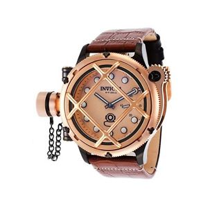 Invicta Russian Diver 16362 Mens Pink Dial Mechanical Watch with Leather Strap