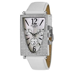 Balmain B54052282 Womens White Dial Quartz Watch with Leather Strap