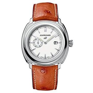 Jeanrichard 60330-11-131-QDP0 Mens White Dial Automatic Watch with Leather Strap