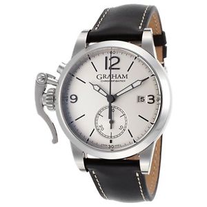 Graham 2CXAS-S02A-L17S Mens Silver Dial Automatic Watch with Leather Strap