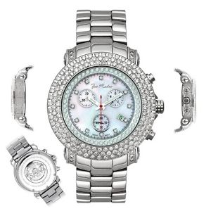 Men's Diamond Watch Joe Rodeo Junior JJU20 8.00 Ct Chronograph White MOP Dial