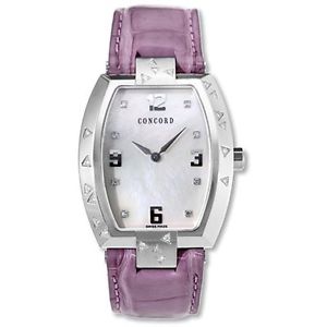 Concord 0311062 Womens White Dial Quartz Watch with Leather Strap