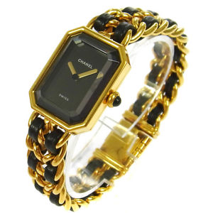 Authentic CHANEL Vintage Premiere Wristwatch Gold Quartz Swiss Made #L V00964