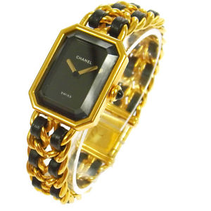 Authentic CHANEL Vintage Premiere Wristwatch Gold Quartz Swiss Made #L V01029