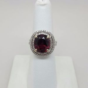 Vintage Art Deco 14 k White Gold 1.00 ct Diamond 5.64 ct Natural Spinel Ring