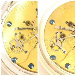 CONSECUTIVE SERIAL NUMBERED ILLINOIS STUART ANTIQUE SILVER POCKET WATCH X 2