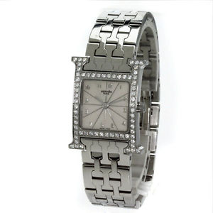 Authentic HERMES H Watch BezelDiamond Watches HH1.230 Stainless Steel/Stainl...