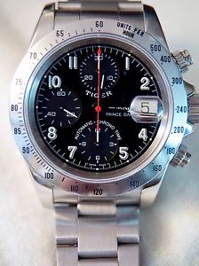 Tudor Tiger Prince Chronograph Watch BLK SS and Leather bracelets FREE SHIPPING
