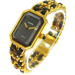 Authentic CHANEL Vintage Premiere Wristwatch Quartz Gold-Tone Accessories V01269