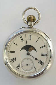 PRISTINE AND UNIQUE SILVER CASE DOUBLE DIAL CALENDAR  ANTIQUE POCKET WATCH