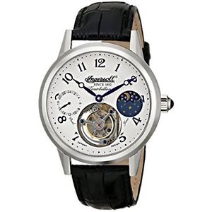 Ingersoll IN5305BK Mens White Dial Analog Mechanical Watch with Leather Strap
