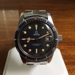 Vintage Titus Calypsomatic 21j 7986 w/ original bracelet Diver Dive Serviced