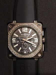 Bell & Ross Chronograph Pro Titanium 46mm Watch Custom Diamonds Authentic