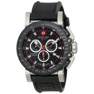 Zodiac ZO8503 Mens Black Dial Quartz Watch with Rubber Strap