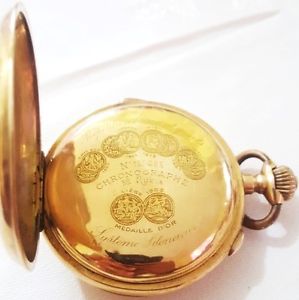 Gold Pocket Watch.18ct. Repetition heures et quarts . Chronographe . 32 Rubis.