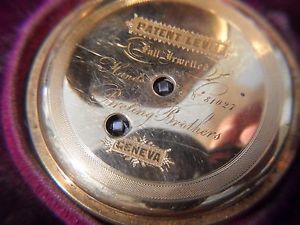 BreTing Brothers 18k  gold Hunting Case Pocket Watch and original # case