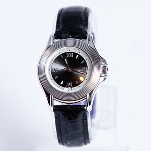 Mauboussin black leather 18 k automatic watch 2368