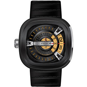 SEVEN FRIDAY MEN'S M-SERIES 48MM BLACK LEATHER BAND AUTOMATIC WATCH M2-01