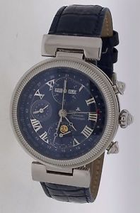 blauer Mondphasen Chronograph Jacques Lemans 1-1217, ETA 7751, selten image 1