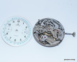 Movimento NON COMPLETO  CRONO GSW - Rolex  37,5 Quadrante Smaltato RISTAMPATO